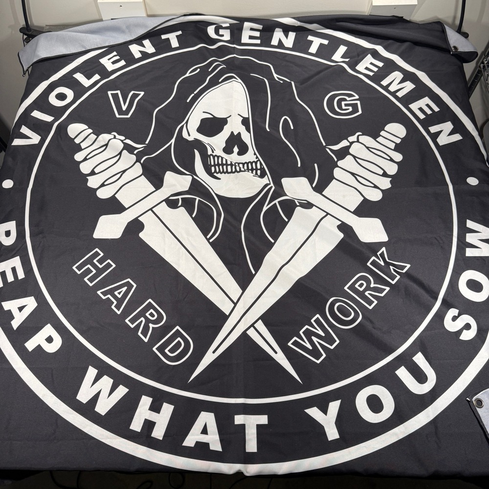 Violent Gentlemen Wall Flag Reaper Daggers Black White Reap What You Sow Marine